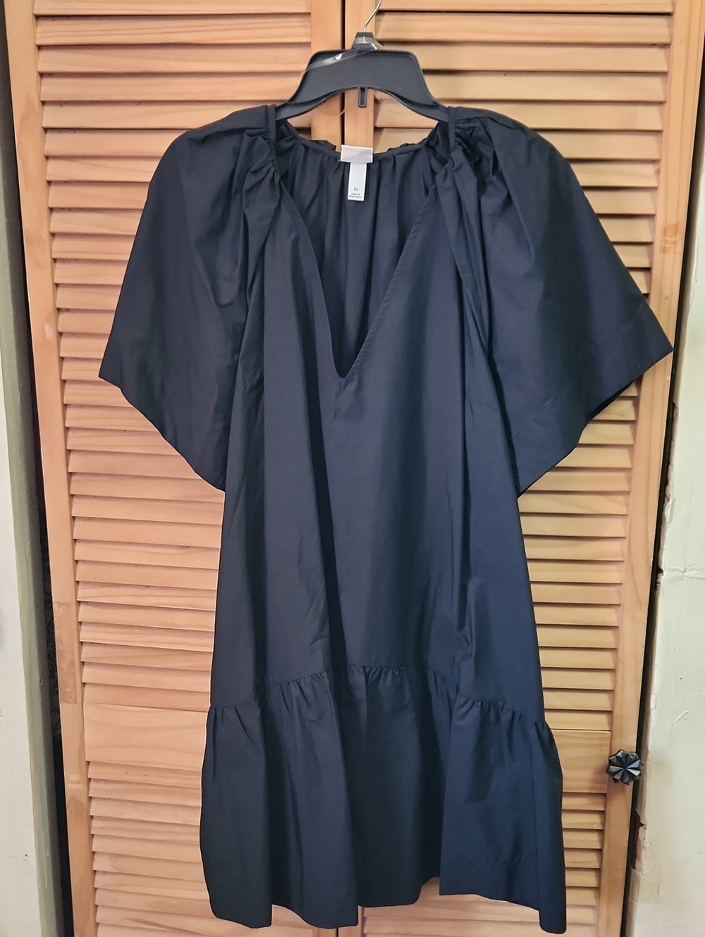 a new day Black V-Neck Tiered Midi Dress
